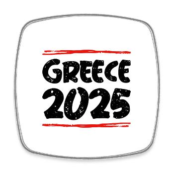 Greece 2025 Spruch - Viereckiger Kühlschrankmagnet - Weiß - Vorne
