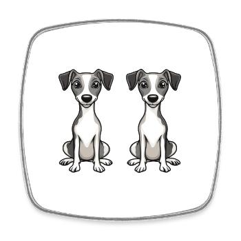 Whippet Hund Comic - Viereckiger Kühlschrankmagnet - Weiß - Vorne