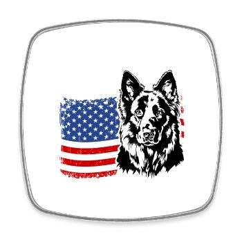 German Shepherd US America Flag Wilsigns - Square fridge magnet - white - Front