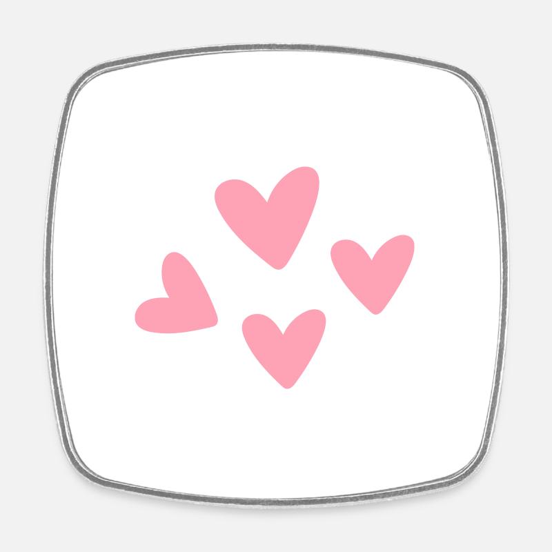 coeurs roses - Magnet carré - blanc