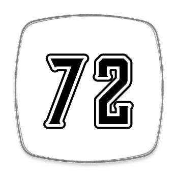 72 Zahl Symbol - Viereckiger Kühlschrankmagnet - Weiß - Vorne