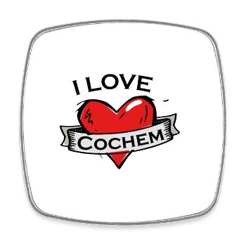 Cochem - Ich liebe Stadtnamen in Tattoo Stil - Viereckiger Kühlschrankmagnet - Weiß - Vorne