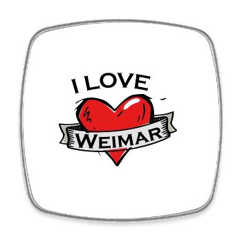 Weimar - Ich liebe Stadtnamen in Tattoo Stil - Viereckiger Kühlschrankmagnet - Weiß - Vorne