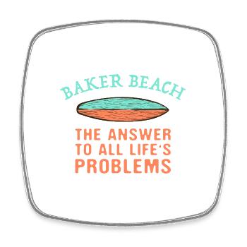 Baker Beach Answer To All Life's Problems Surfing - Square fridge magnet - white - Front