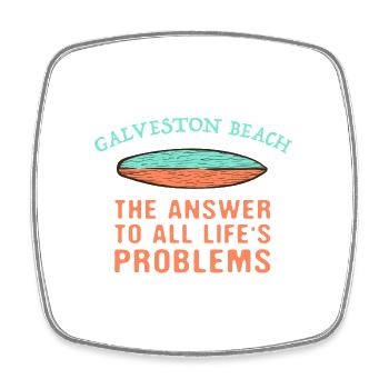 Galveston Beach Answer To All Life's Problems - Viereckiger Kühlschrankmagnet - Weiß - Vorne