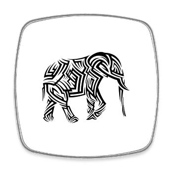 Elefant Tribal Tattoo - Viereckiger Kühlschrankmagnet - Weiß - Vorne