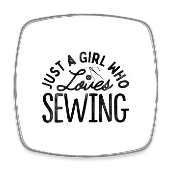 Just A Girl Who Loves Sewing Knitting Crocheting W - Viereckiger Kühlschrankmagnet - Weiß - Vorne