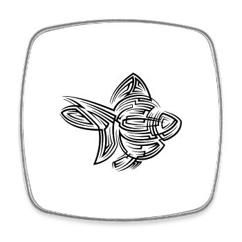 Goldfish Tribal Tattoo - Square fridge magnet - white - Front
