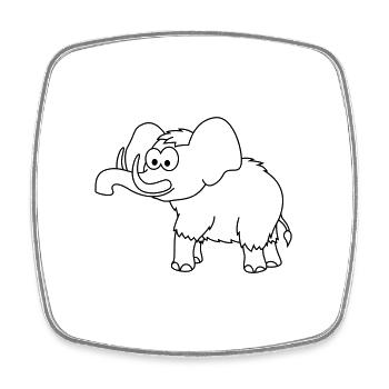 Mammoth Comic Animal - Magnet carré - blanc - Devant