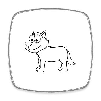 Wolf Comic Tier - Viereckiger Kühlschrankmagnet - Weiß - Vorne