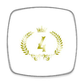 4 Zahl Kranz - Viereckiger Kühlschrankmagnet - Weiß - Vorne