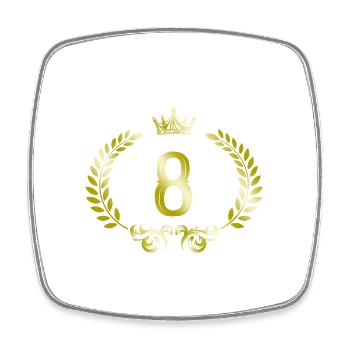 8 Couronne de chiffres - Magnet carré - blanc - Devant
