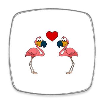Flamingo Comic Paar liebe - Viereckiger Kühlschrankmagnet - Weiß - Vorne