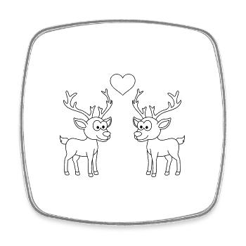 Hirsch Comic Couple Love - Square fridge magnet - white - Front