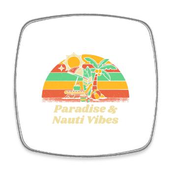 Paradise & Nauti Vibes Beach Summer Ocean Tropical - Viereckiger Kühlschrankmagnet - Weiß - Vorne