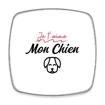 J’aime mon chien - Magnet carré - blanc - Devant