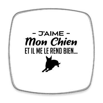 J aime mon chien - Magnet carré - blanc - Devant