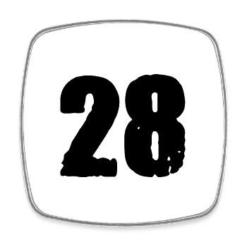 28 Number jersey - Square fridge magnet - white - Front