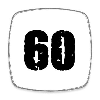 60 number jersey - Square fridge magnet - white - Front