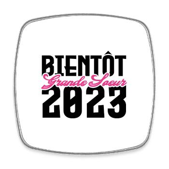 Cadeau Annonce grossesse bientôt Grande sœur 2023 - Magnet carré - blanc - Devant