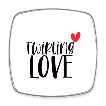 Twirling Love Rod Turning Sports Gift - Square fridge magnet - white - Front