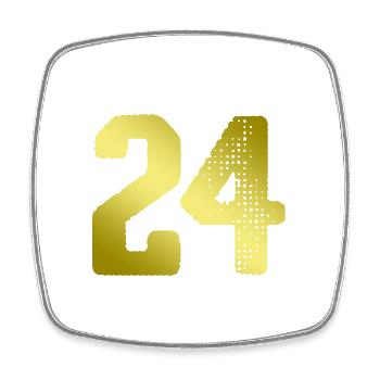 Maillot 24 Numéro - Magnet carré - blanc - Devant