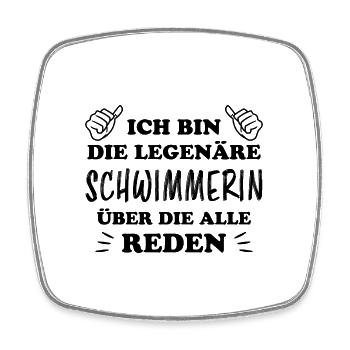 Schwimmerin Lustiger Spruch Fun Schwimmen Geschenk - Viereckiger Kühlschrankmagnet - Weiß - Vorne