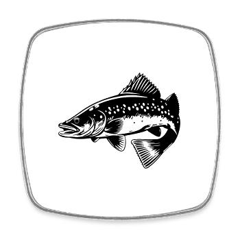 Hecht Fisch Silhouette - Viereckiger Kühlschrankmagnet - Weiß - Vorne