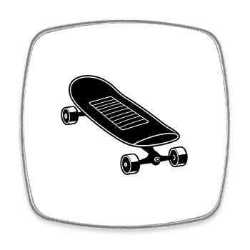 Skateboard - Viereckiger Kühlschrankmagnet - Weiß - Vorne