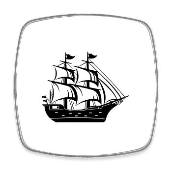 Bateau pirate - Magnet carré - blanc - Devant