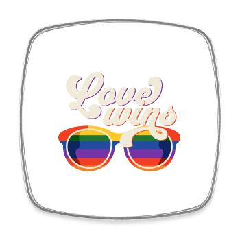 Lunettes Amour Gay Pride Arc-en-ciel - Magnet carré - blanc - Devant