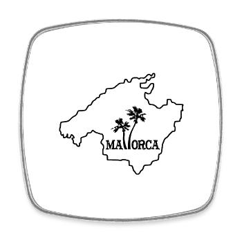 Karte von der Insel von Mallorca mit zwei Palmen - Viereckiger Kühlschrankmagnet - Weiß - Vorne