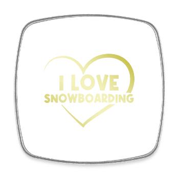I love snowboarding heart - Square fridge magnet - white - Front