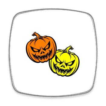 Halloween Creepy Pumpkin Face - Square fridge magnet - white - Front