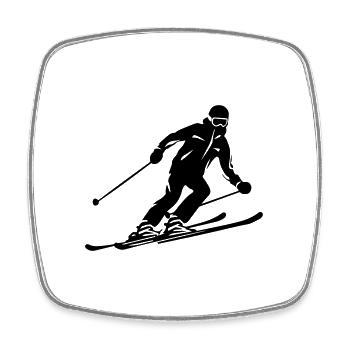 Ski Fahren Skiing Mann Silhouette - Viereckiger Kühlschrankmagnet - Weiß - Vorne