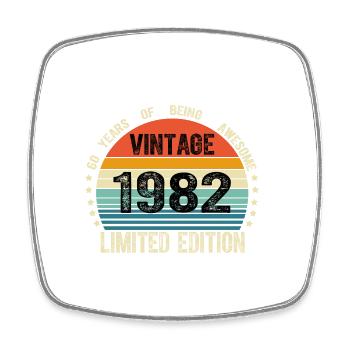Vintage 1982 42 Years Old 42th Birthday Limited - Square fridge magnet - white - Front