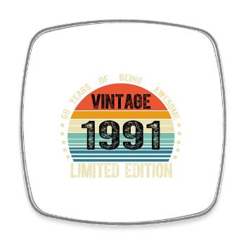 Vintage 1991 33 Years Old 33rd Birthday Limited - Square fridge magnet - white - Front