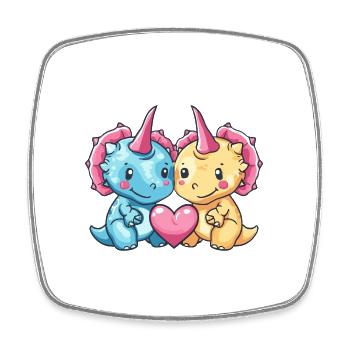 Dinosaurier triceratops Paar Verliebt Valentinstag - Viereckiger Kühlschrankmagnet - Weiß - Vorne