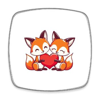 Renard Couple Amoureux Animal Saint Valentin - Magnet carré - blanc - Devant