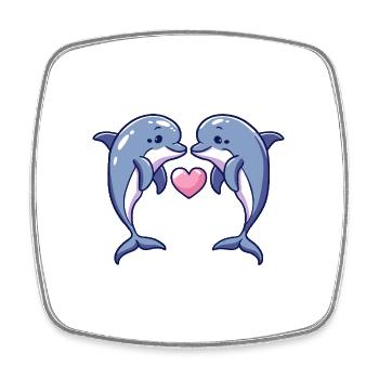 Delfin Paar Verliebt Tier Valentinstag - Viereckiger Kühlschrankmagnet - Weiß - Vorne