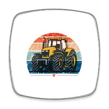 Tracteur vintage - Magnet carré - blanc - Devant