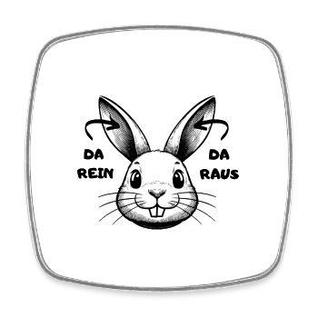 In there, out there, bunny, easter bunny, easter, funny, no matter - Square fridge magnet - white - Front