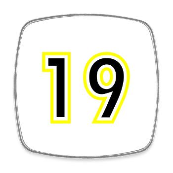 19 Number College - Square fridge magnet - white - Front