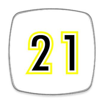 21 Number College - Square fridge magnet - white - Front