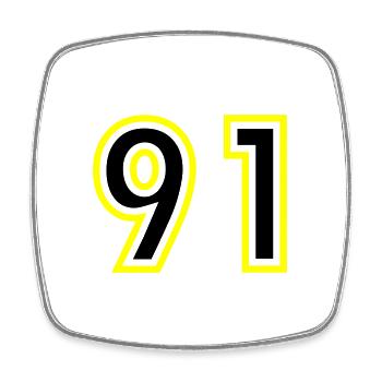91 Number College - Square fridge magnet - white - Front