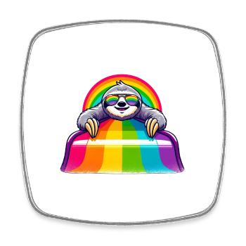 LGBTQ Pride Sloth Rainbow Playground - Square fridge magnet - white - Front