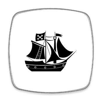 Piratenschiff - Viereckiger Kühlschrankmagnet - Weiß - Vorne
