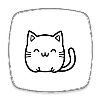 Katze - Viereckiger Kühlschrankmagnet - Weiß - Vorne