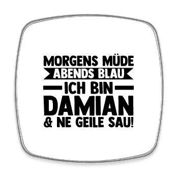 Vorname Damian - Viereckiger Kühlschrankmagnet - Weiß - Vorne