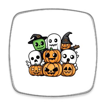 Halloween Party Comic Pumpkin Ghost - Square fridge magnet - white - Front